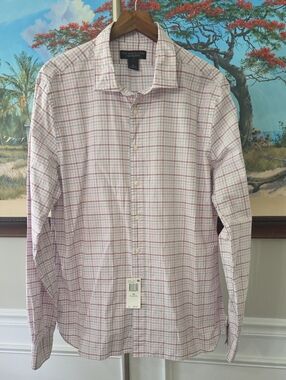 The Men's Store Pink and White Plaid Dress Shirt